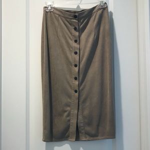 Suede Button-up Skirt